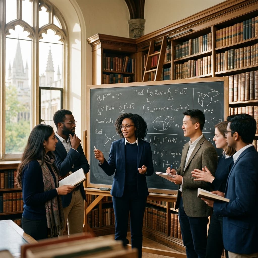 A cohort of Oxbridge mentors in collective intellectual discussion
